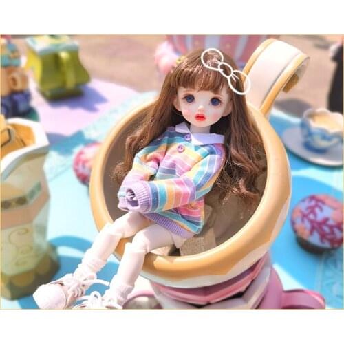 BJD doll clothes suitable for 1-6 size rainbow striped sweater long-sleeved top doll accessories