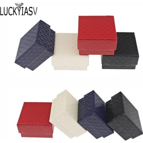 Wholesales 24pcs/lot Jewelry Ring Box Stud Earring Box Jewelry Storage Organizer Gift Box Diamond Textured Box For Ring Jewelry
