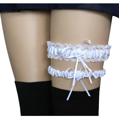 2Pcs/Set Women Garters Fashion Lace Bowknot Bridal Leg Garter Wedding Cosplay Decor Lady Sexy Leg Garter Stocking Ring Lingeries