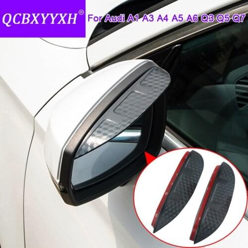 QCBXYYXH For Audi A1 A3 A4 A5 A6 Q3 Q5 Q7 Car Styling Carbon Rearview Mirror Decorative Rain Gear Back Mirror Eyebrow Rain Cover