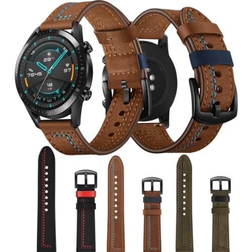 20MM 22MM Genuine Leather Watch Strap For Samsung Galaxy Watch 42 46mm S3 S2 Sport For Amazfit bip Quick Release WatchBand