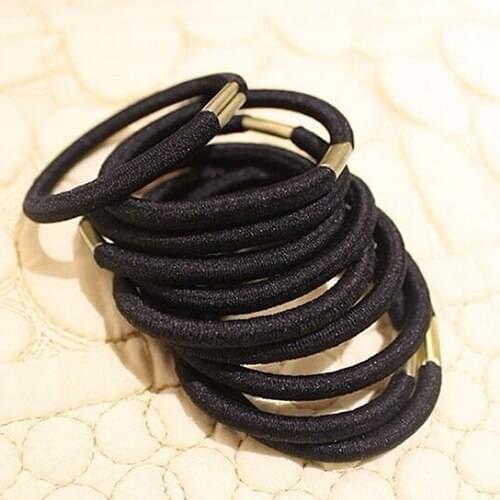 10Pcs Girls Black Elastic Hair Ties Band Rope Ponytail Holder Bracelets Scrunchie