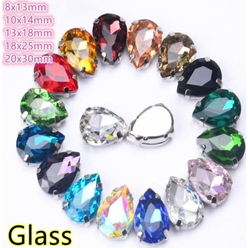 High Quality Glass Rhinestones With Claw Setting Teardrop Stone And Crystal Sewing On Dress Wedding Decoration Mix Color 5 Sizes