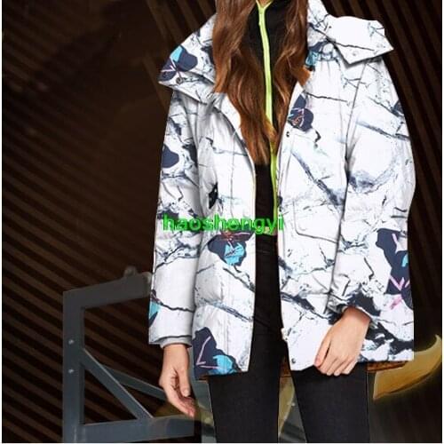 High-quality printed marble flower cotton canvas digital windbreaker cotton clothing fabric