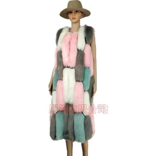 Colorful Fur Vest Women Winter Fashion Long Faux Fur Vests Woman Warm Sleeveless Faux Coats Female Outwear chaqueta mujer