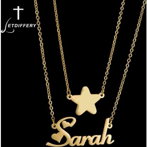 Letdiffery Double Chain Custom Stars Names Necklace for Women Stainless Steel Personalized Party Jewelry Gifts Dropshipping