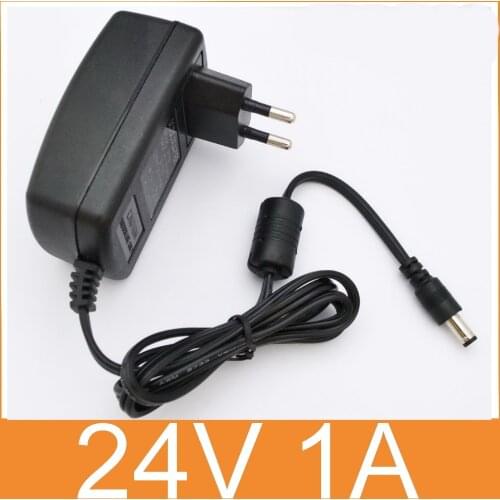 1PCS 24V1A AC 100V-240V Converter Adapter DC 24V 1A 1000mA Power Supply EU Plug 5.5mm x 2.1-2.5mm