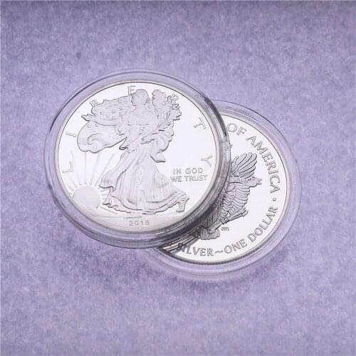 1 oz 2018 Sunshine Walking Liberty American Eagle Silver Coin Silvering Brass Core Not Magnetic Collection Crafts