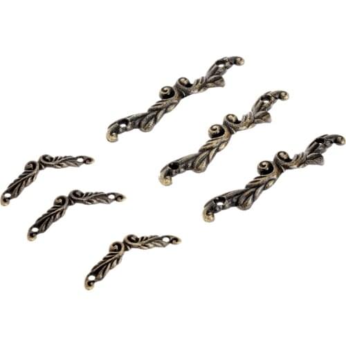 10 Pcs Antique Bronze Furniture Handles Leaves Striped Carved Handle Door Drawer Knobs Jewelry Box Cabinet Pulls