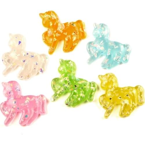10Pcs Mixed Resin Unicorn Decoration Crafts Flatback Cabochon Kawaii DIY Embellishments For Scrapbooking Accessories