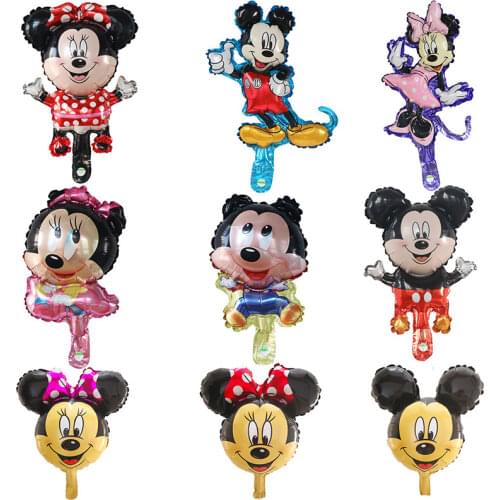 10pcs Mini Minnie Mickey Head Balloon Foil Aluminum Balloons Decorations Baby Shower Birthday Party Supplies Kids Toys Air Ball