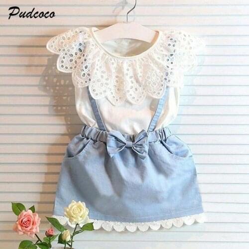 2019 Brand New Fashion Baby Kids Girls cotton Dress Cute Princess Sleeveless Denim Tulle Bowknot High-quality Dresses Princess