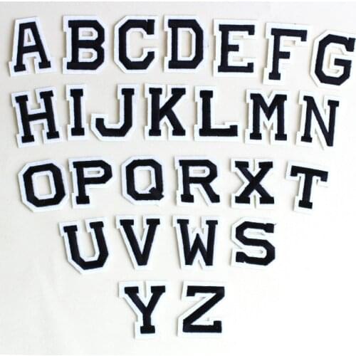 26 English Letters Embroidered Iron on Patches Letters of an Alphabet Badges for Clothes Fabric Stickers Clothes Decorations DIY