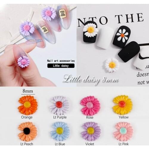 30pcs/Pack Small Daisy Fashion Nail Art Accessories 9 Colors Small Fresh Cute Resin Flower DIY Manicure Art Decorations