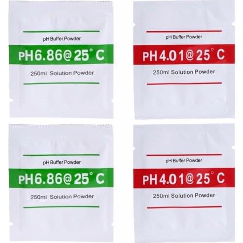 4 Pcs PH Buffer Solution Powder PH For Test Meter Measure Calibration 4.01 6.86