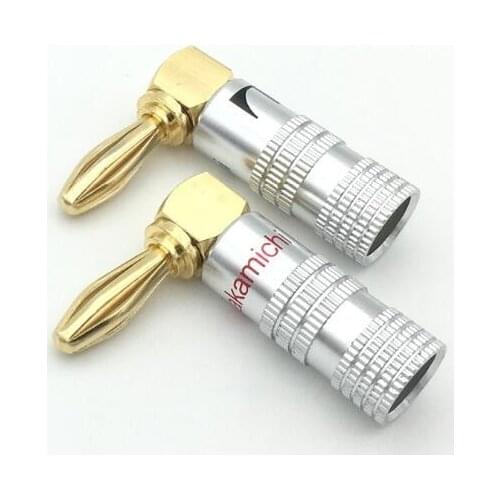 4pcs/lot Nakamichi Banana Plug Connector 4mm Right Angle Gold Plated Musical Speaker Connector Banana Plug