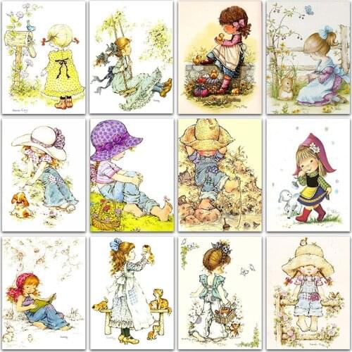 Diamond Painting Diamond Cartoon Little Girl Embroidery Painting Diamond Mosaic Painting Cross Stitch Kit Complete Home Decorati