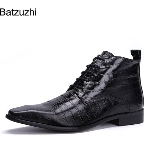 Batzuzhi Fashion New Design Men Boots Luxury Handmade Black Genuine Leather Ankle Boots Men British Style Botas Hombre, EU38-46