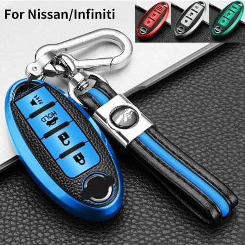 TPU Car Key Cover For Infiniti Nissan Altima Maxima Murano Rogue Sentra 370z Leather Pattern Smart Remote Control Protector Case