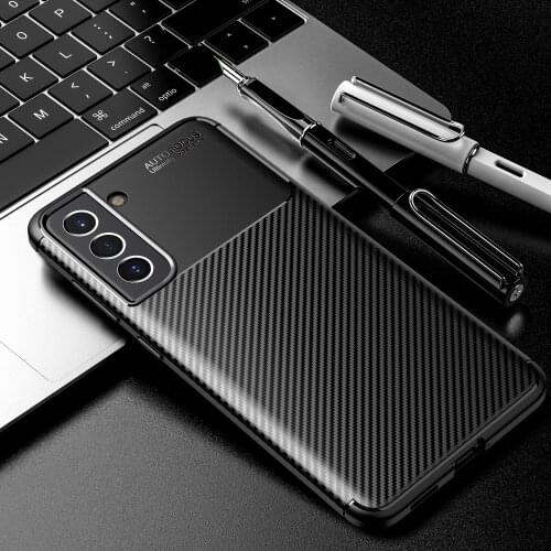 Case For Galaxy S21 FE Luxury Carbon Fiber Cover Shockproof Phone Back Soft Case on For Samsung Galaxy S21 Ultra Plus