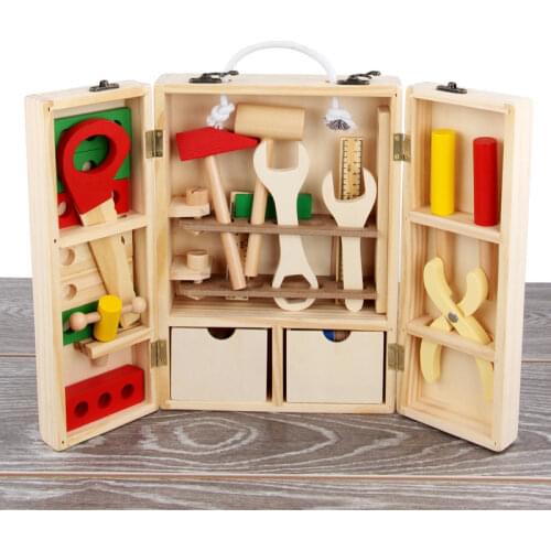 Montessori Baby Toys Wooden Maintenance Tool Set Educational Toys For Kids Nut Fitting Combination DIY Toys For Children Gift