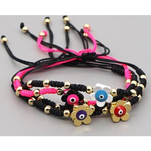 Zinc Alloy Enamel Beads Eyes Childrens Daisy Flower Bracelet Wild Gold Bead Small Bracelet Women Paired Bracelets for Couples