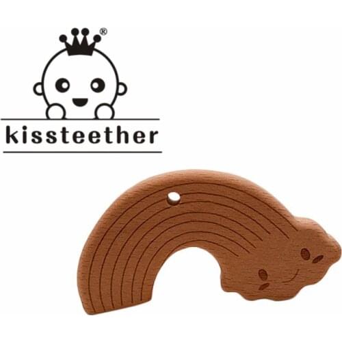 Kissteether Beech Wooden Teether Rainbow Wooden Teethers Toys Wooden Teether Wooden Teething Beads Baby Teether