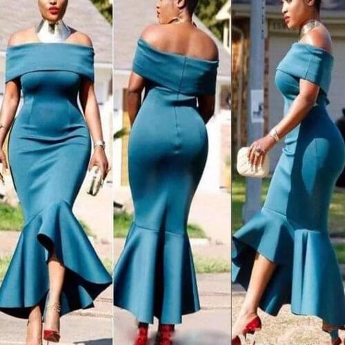 Simple Long Evening Dress gala jurken Mermaid Evening Dresses Off Shoulder Ruffles Formal Party Evening Gowns robe de bal longue