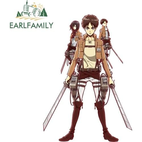 EARLFAMILY 13cm x 9.1cm For Attack on Titan Personality Car Sticker Auto Air Conditioner Decal Funny Car Accessories Waterproof