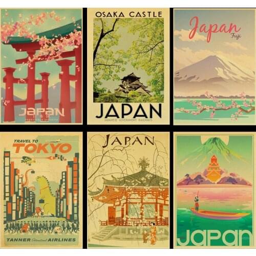 Tokyo City Japan Tour Travel Retro Paintings Vintage Wall Pictures Kraft Posters Coated Wall Stickers Home Decoration Gift