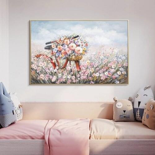 Flower and Bicycle Oil Painting Poster on Canvas Print Nordic Wall Art Picture for Living Room Home Decoration bedroom decor