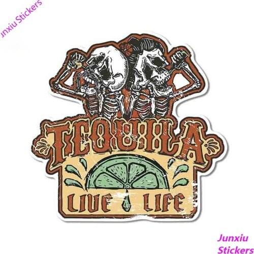 Creative Tequila Skull Drink Bumper Car Stickers Waterproof RV Decal Refrigerator Windows Bumper SUV Fine Decoration PVC13x13cm