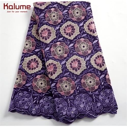 Kalume Latest African Lace Fabric Cotton Dubai Swiss Voile Stones Design Nigerian Lace Fabric For Party Celebration Dress H2464
