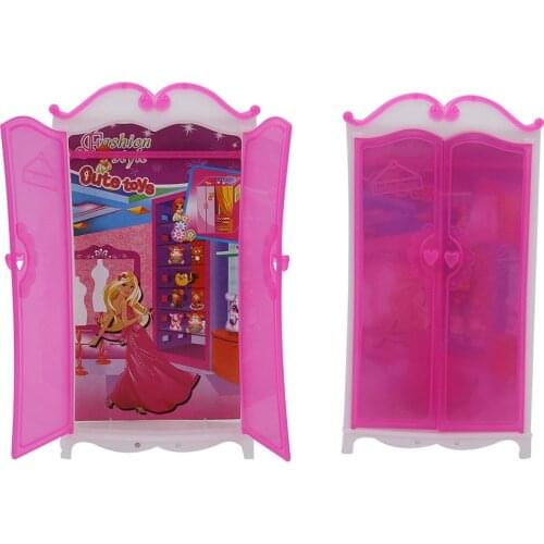 Princess Furniture Wardrobe Doll House Closet Plastic Doll Bedroom Furniture Toy Accessories