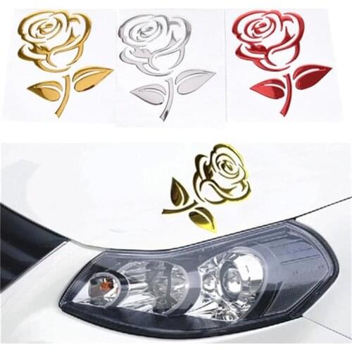 Fashion 3D Stereo Rose Car Rearview Mirror Stickers Gold Silver Rose Pattern Stickers Car Styling Decals Decoration
