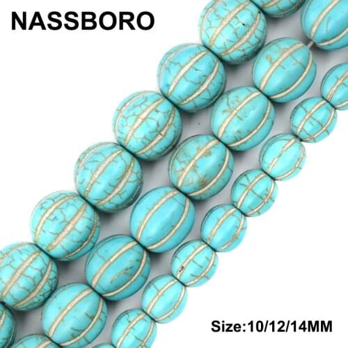 NASSBORO Fashion Blue Natural Stone Beads 10/12/14mm Loose Spacer Small Seed Beads For Jewelry Making Necklace DIY Craft