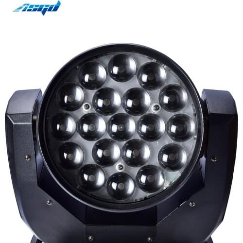 Muisc Concert Hotel Zoom 19x15W RGBW 4in1 LED Moving Head Lighting DMX 16/24 Channels Stage Wash Beam Effect For KTV Bar Party