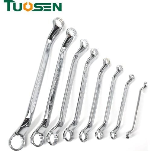 TUOSEN 8pcs/ set Box End Wrench Dual Head Double End Ring Spanner Deep Offset Ring 6- 24mm 10 sizes in 1 set Hand Tool Set