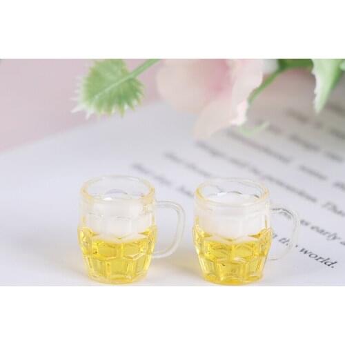 New Arrival 2Pcs Mini 1/12 Dollhouse Beer Cup Simulation Furniture Wine Glass for Doll House Decoration Accessories