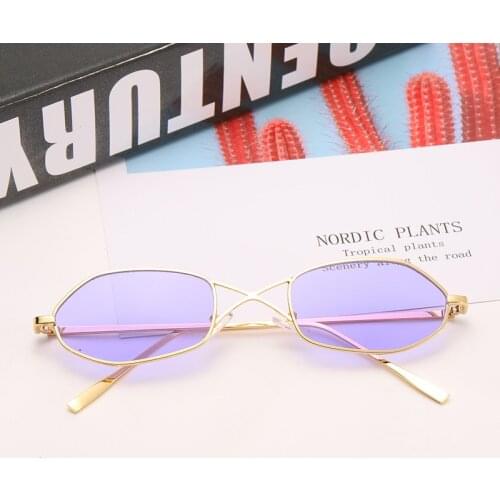 2021 New Brand Design Luxury Ladies Sunglasses Fashion Classic Small Frame Mens Sunglasses Retro Metal Polygon Neutral Polarize
