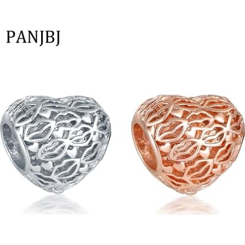 New Bead Alloy Rose Kiss Your Heart Charm Fit Original Bracelet Necklace DIY Women Jewelry