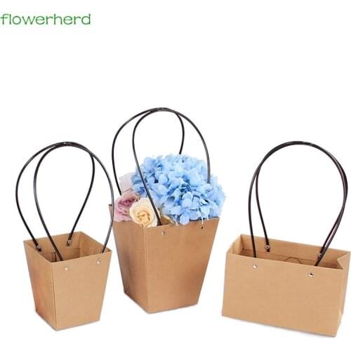 5/10pcs Kraft Paper Bag DIY Flower Wrapping Box Gift Packing Box Bouquet Florist Supplies Wedding Decoration Home Decor