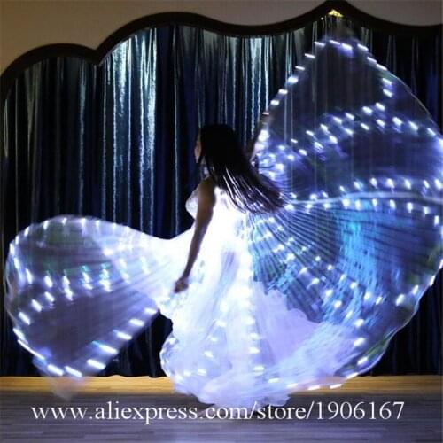 Colorful LED Luminous Light Up Cloak Wings Halloween Christmas Led Illuminated Belly Dance Cloak Props Nightclub Party Led Dress