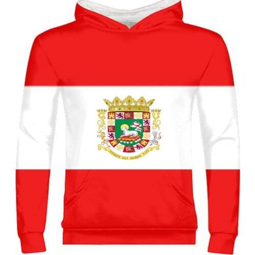 PUERTO RICO male youth diy free custom made photo pri boy zipper sweatshirt nation flag pr rican spanish country college clothes