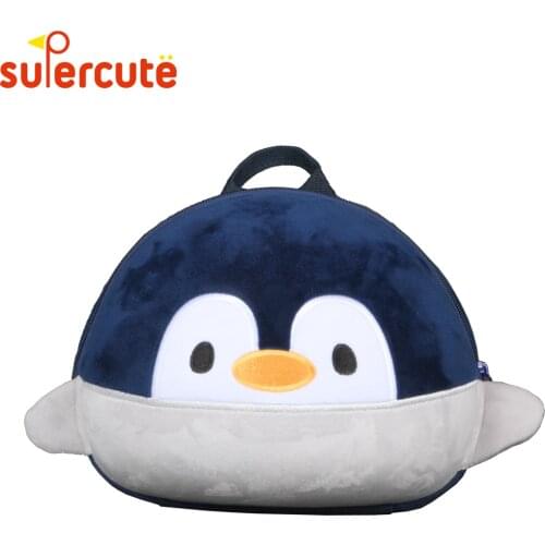 SUPERCUTE Penguin kids backpack 1-3 YEARS kids baby bag lovely kids baby backpack 3D cartoon bag with anti-lost strap