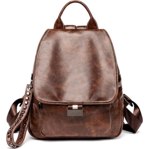 Backpack Women Leather Female Backpacks Teenager Girl School Bags Pu Bagpack Women Rucksack Ladies Sling Bag