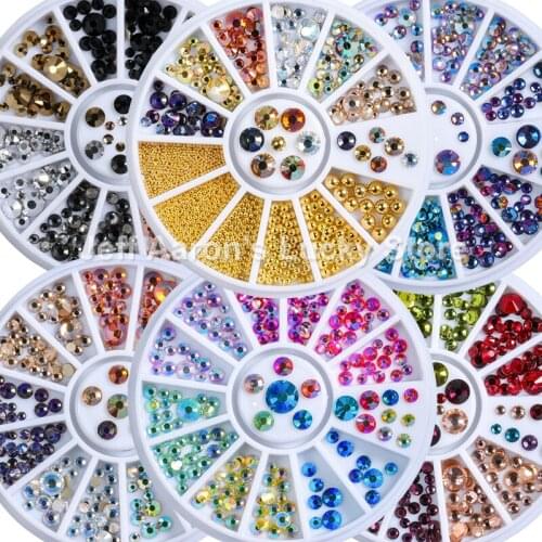 Mixed style flat back 3d strass nail art decorations rhinestones wheel crystal gem glitter nails accessoires supplies tools