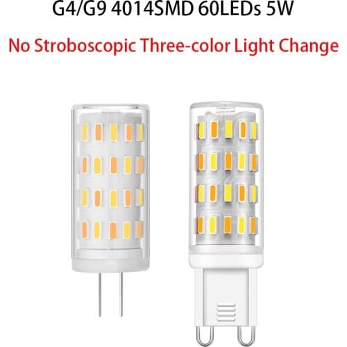 G4 G9 LED Lamp 5W 220V Three Changing Color Corn Bulb 4014SMD 60LEDs No Flicker Ceramic LED Light 360 Degree Lighting Home Decor