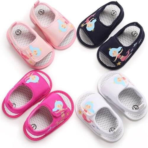 2021 Baby Summer New First Walkers Infant Toddler Girls Cartoon Fish Shoes Breathable Soft Shoes Mesh Bottom Cute Shoes