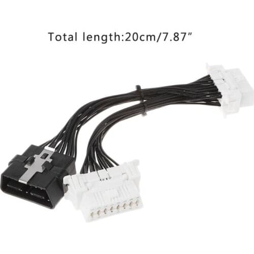 16 pin OBD2 OBD 2 OBDii Splitter Extension Cable one Male to Two Female Y Cable for ELM327